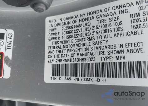 2013 Honda Cr-V Lx из США, поврежденный, VIN 2HKRM4H34DH635023